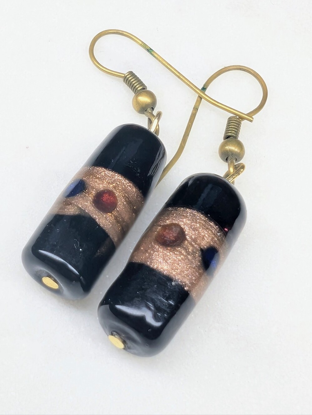 🩷2 for $10 🩷  Handmade Black Glass Dangle Earrings with Copper Accent